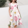 thumbnail image 6 of SBYOJLPB Girls' Summer Flower Sundress Short Sleeve Round Neck with Ruffled Pockets Print Dress for Kids, 6 of 6