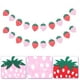 thumbnail image 5 of 2 juegos de banderines colgantes de fieltro con diseño de fresas para cumpleaños, 5 of 7