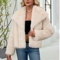 thumbnail image 3 of 2025 Women's Faux Fur Coat Fluffy Faux Fur Jacket Long Sleeve Lapel Furry Winter Jackets Shaggy Parka Short Coats, 3 of 8