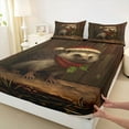 thumbnail image 3 of jejeloiu Cute Cartoon Hedgehog Queen Sheet Sets,Wild Animal Flat Sheet,Christmas Flowers Red Berry Queen Fitted Sheet For Men Women,Microfiber Bedroom Decor,4pcs, 3 of 7