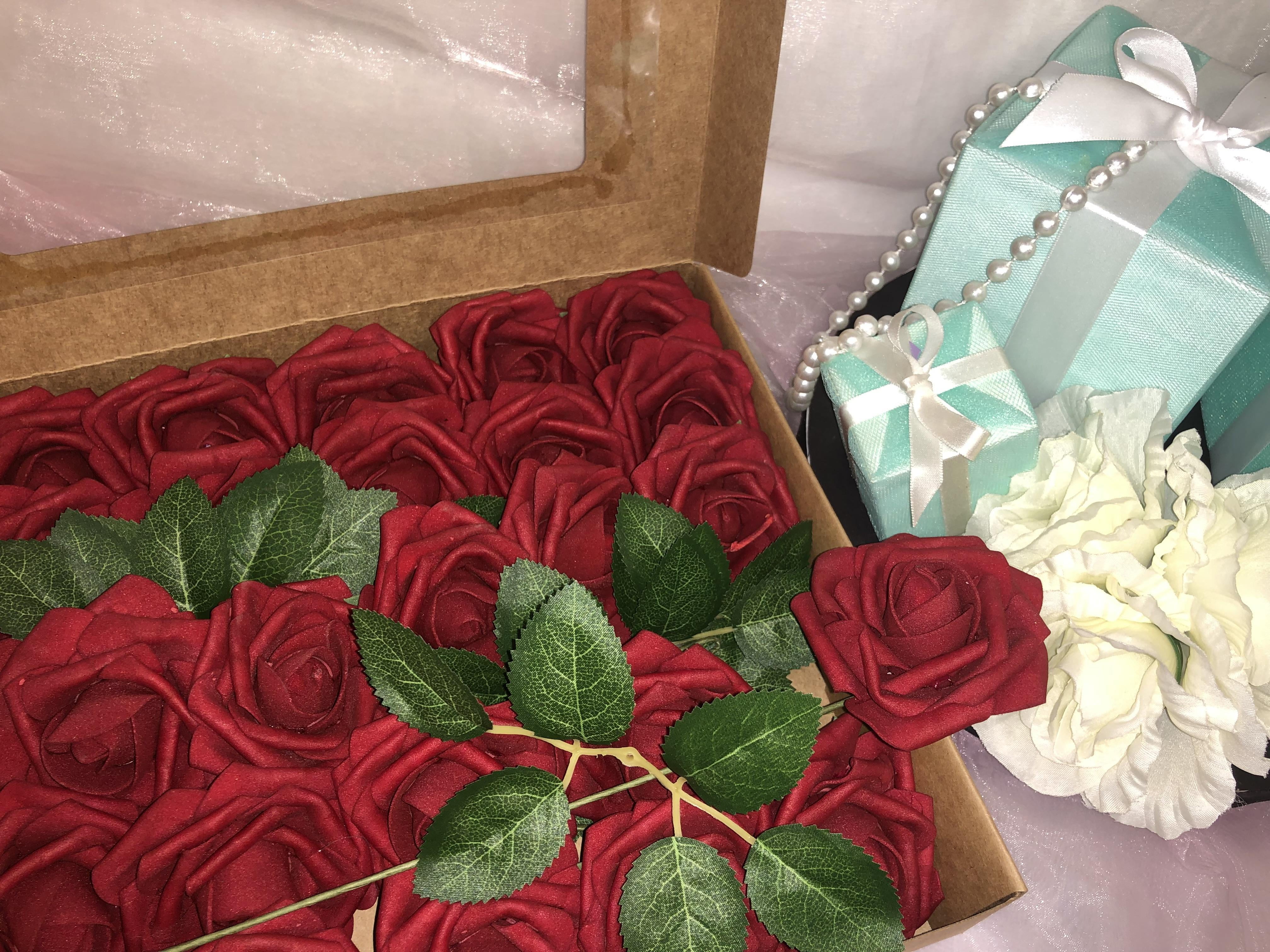 Artificial Flowers Burgandy Roses 25pcs Real Looking Fake ...