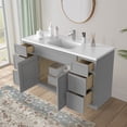 thumbnail image 5 of Vanity Art 57" Freestanding Bathroom Vanity Cabinet without Top in Gray, 5 of 6