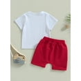 thumbnail image 4 of CIYCuIT Toddler Baby Boys Independence Day Outfits Short Sleeve Letter Print T-shirt + Solid Color Shorts 2Pcs 6M 12M 18M 24M 3T Infant Casual 4th of July Shorts Sets, 4 of 9