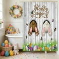 thumbnail image 5 of Eespoir No-Drill Easter Bath Curtain, Linen Fabric Shower Curtain For Holiday, Bathroom Decoration With Hook System, Spring Theme, Rental Friendly, Easy Change(E), 5 of 6