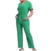 thumbnail image 7 of Nmnitkp Nurse Uniforms Women Set,Natural Uniforms Women's Cool Stretch V-Neck Top and Cargo Pant Scrub Set with Regular and Small Sizes Green,2XL, 7 of 7