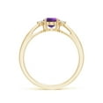 thumbnail image 2 of ANGARA Natural Tapered Shank Amethyst Solitaire Ring with Diamond Accents in 14K Yellow Gold for Women (Size-7x5mm) | February Birthstone, Anniversary, Jewelry Gift for Women | Natural Amethyst Ring, 2 of 9