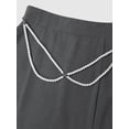 thumbnail image 4 of Women's High Waist Grey A-Line Midi Skirt with Double Pearl Chain Detail Flowy Office Casual Skirt, 4 of 6