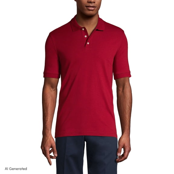 Lands' End School Uniform Men's Short Sleeve Interlock Polo Shirt