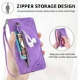thumbnail image 4 of for Samsung Galaxy A14 Case Wallet,A14 Wallet Case for Women,Embossed PU Leather Protective Cover Magnetic Strap Zipper Card Holder Flip Phone Case for Samsung A14 5G(2023) (Purple), 4 of 14