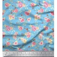 thumbnail image 1 of Soimoi Blue Rayon Fabric Leaves & Rose Floral Printed Craft Fabric by the Yard 42 Inch Wide, 1 of 3