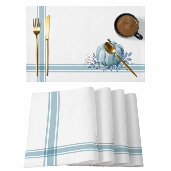 Orange Pumpkin Placemats Set of 1, Thanksgiving Fall Non-Slip Place Mats Washable Table Mats for Kitchen Dining Table Decorations Indoor/Outdoor