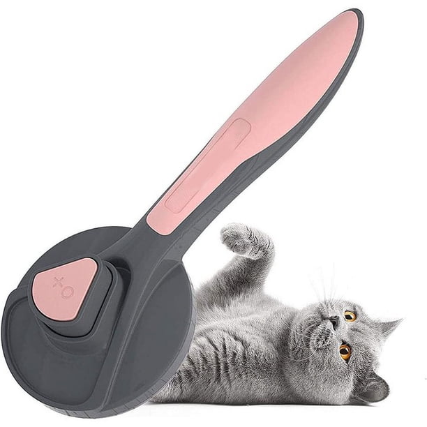 Cepillo autolimpiable para perros y gatos pequeños, diseño ergonómico, no raya la piel - Rosa