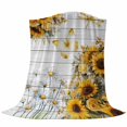thumbnail image 6 of Farmhouse Sunflower Blanket Soft Cozy Warm Throw Blanket for Couch, Plush Fuzzy Flannel Fleece Blankets for Sofa, Vintage Daisy Butterflies Gray Wood Bed Blankets Lightweight Gifts for Women, 32"x48", 6 of 9