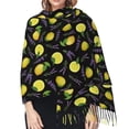thumbnail image 5 of Shawl Wraps for Women - Cute Lemon Purple Leaves Black Oversized Fall Winter Fashion Blanket Scarf for Women, 5 of 6