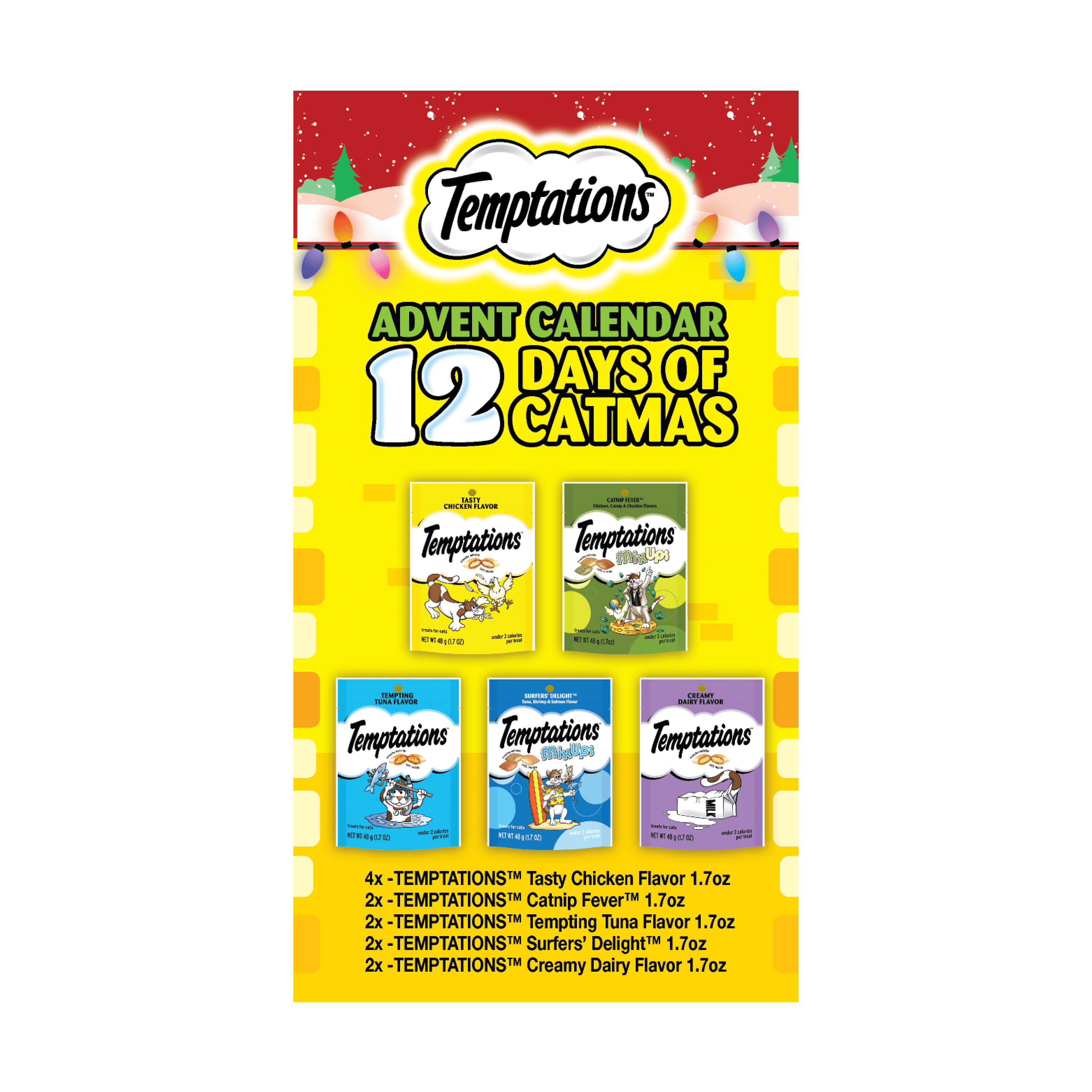 TEMPTATIONS Advent Calendar Holiday Treats for Adult Cats, 20.4 oz Variety  Pack - Walmart.com