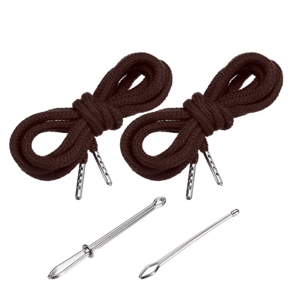 Uxcell 51 Inch Drawstring Cords, 2pcs Replacement Draw Strings with 2pcs Easy Threaders for Shorts Pants Jackets Coats Sweatpants Hoodie, Coffee