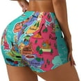 thumbnail image 2 of Sigee Cartoon Map Of Europe Print Women's High Waist Workout Shorts - Squat Proof, Tummy Control, Yoga and Gym Activewear-X-Large, 2 of 9
