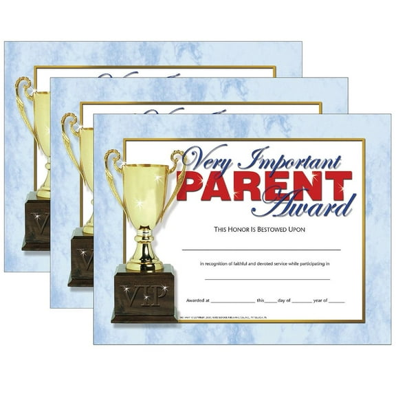 Hayes Publishing Very Important Parent Award, 8.5" x 11", 30 Per Pack, 3 Packs