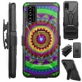 thumbnail image 1 of Compatible with T-Mobile REVVL V 4G (2021) Hybrid Luxguard Holster Phone Case Cover (Green Orange Mandala), 1 of 1