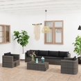 thumbnail image 1 of vidaXL Ensemble de Salon de Jardin 7 Pcs avec Coussins en Rotin Poly Gris, 1 of 5