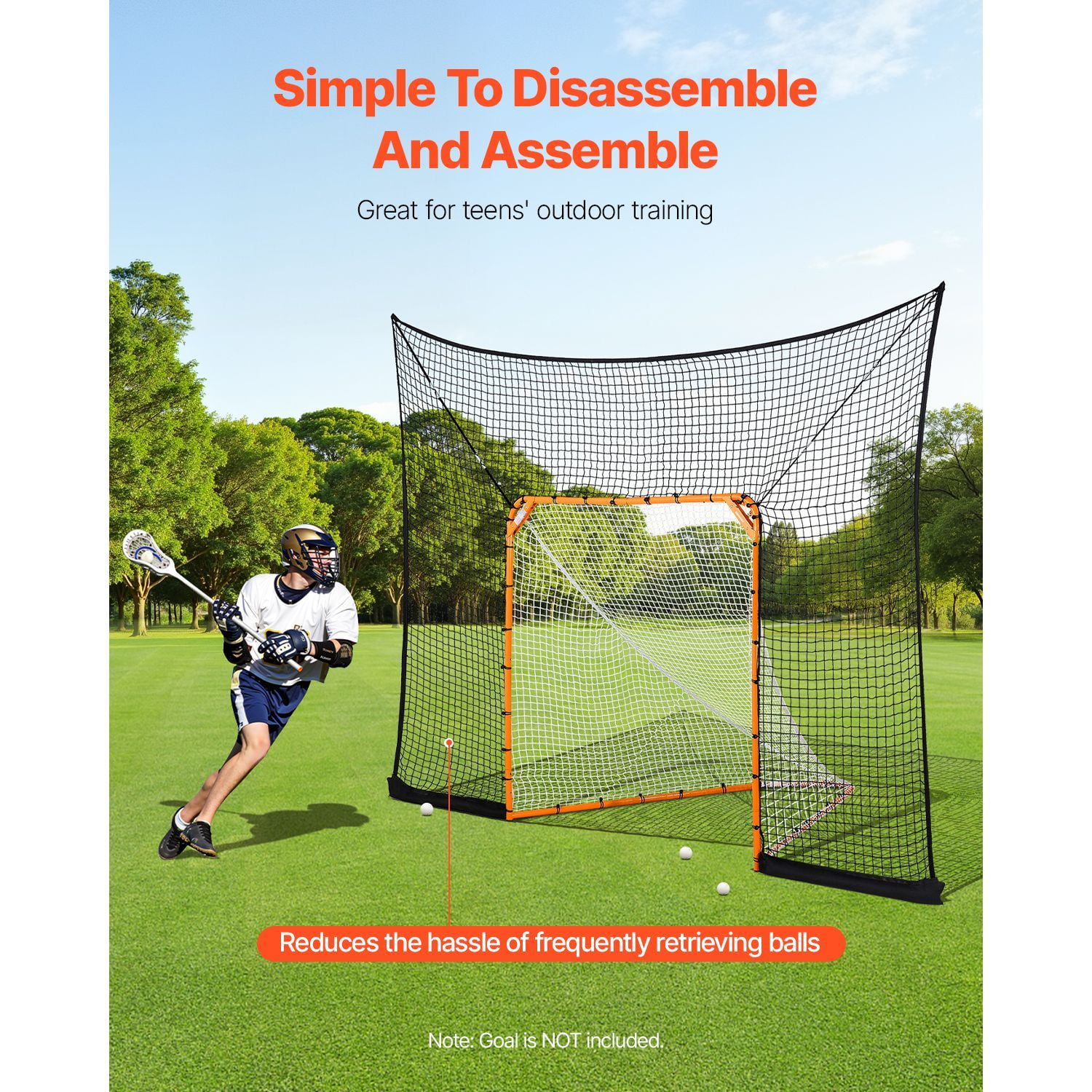 Hockey and Lacrosse Goal Backstop 12x9 ft Lacrosse Net with Extended Coverage Quick Easy Setup Complete Accessories Training Net Backyard Lacrosse Equipment for Youth Adult NET ONLY
