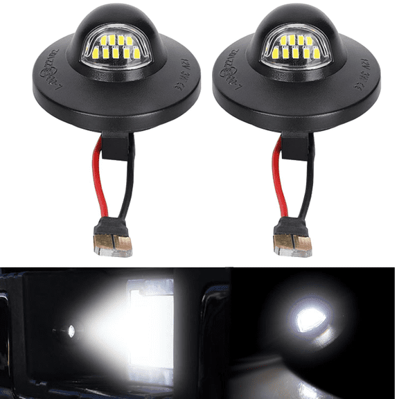 2pcs LED License Plate Light Car Modification Parts Tag Light Compatible for Ford F150/F250/F350/F450/F550 6000K White(Black)