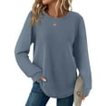 thumbnail image 2 of ZHYou Women Ribbed Knit Sweaters,Pullover,Long Sleeve,Soft Stretchy Warm Casual Crewneck Tops,Light Blue,Size L, 2 of 7