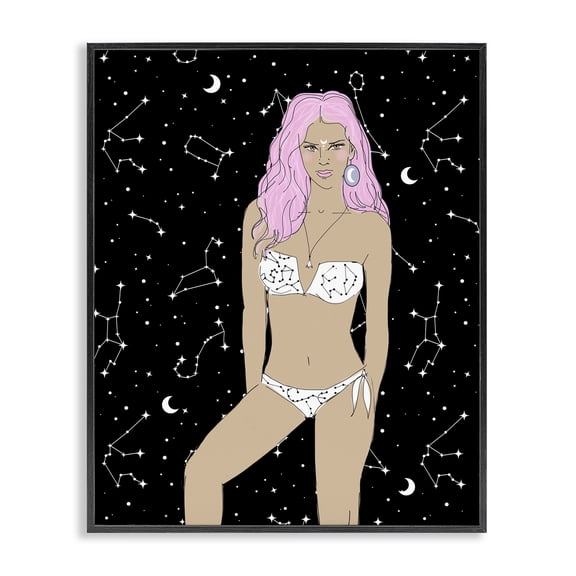 Stupell Industries Glam Moon Girl Constellations Black Framed Giclee Art, 16 x 20, by Emanuela Carratoni