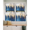 thumbnail image 2 of Abstract Color Block Short Blackout Curtains 45 Inch Long Navy Block Impressionist Style Rod Pocket Kitchen Curtains, 2 Panels Thermal Insulated Room Darkening Drapes for Bedroom, 42"W x 45"L, 2 of 5