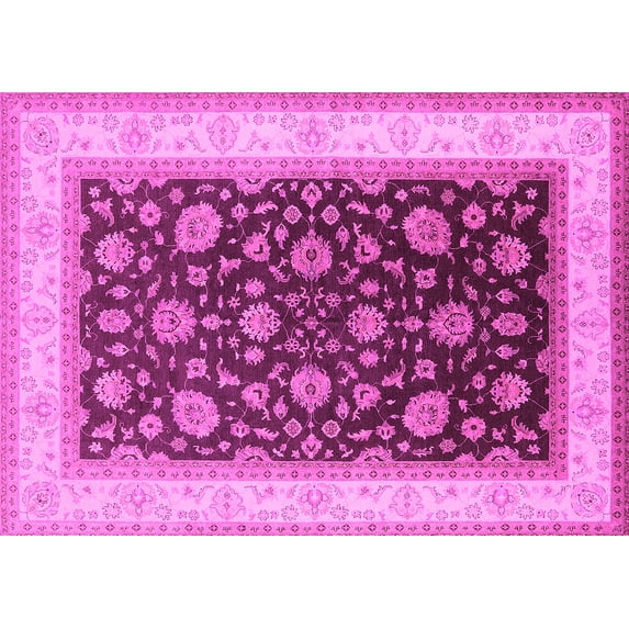 Ahgly Company Indoor Rectangle Oriental Pink Traditional Area Rugs, 7' x 9'