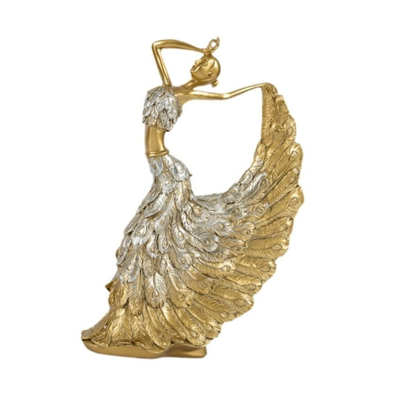 deevoka Dancer Figurine Graceful Decor for Tabletop Bookshelf Home Gold