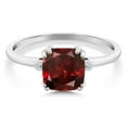 thumbnail image 2 of Gem Stone King 2.61 Ct Cushion Red Garnet White Diamond 10K White Gold Ring, 2 of 5
