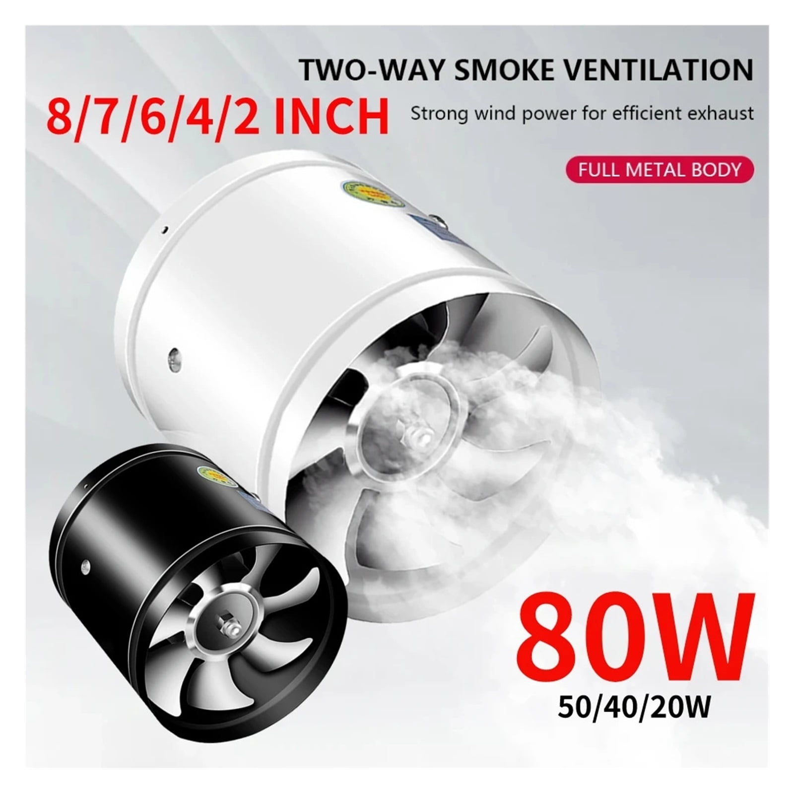 4/6/7/8 Inch Metal Pipe Duct Fan Air Ventilator Low Noise Ventilation Exhaust Fan For Restaurants Kitchens Supermarkets And More ,Energy-Efficient