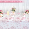 thumbnail image 3 of 3 Pack Pink Floral Plastic Tablecloths, 54x108in Disposable Vintage Tea Party Table Covers for Wedding Garden Birthday Events, 3 of 6