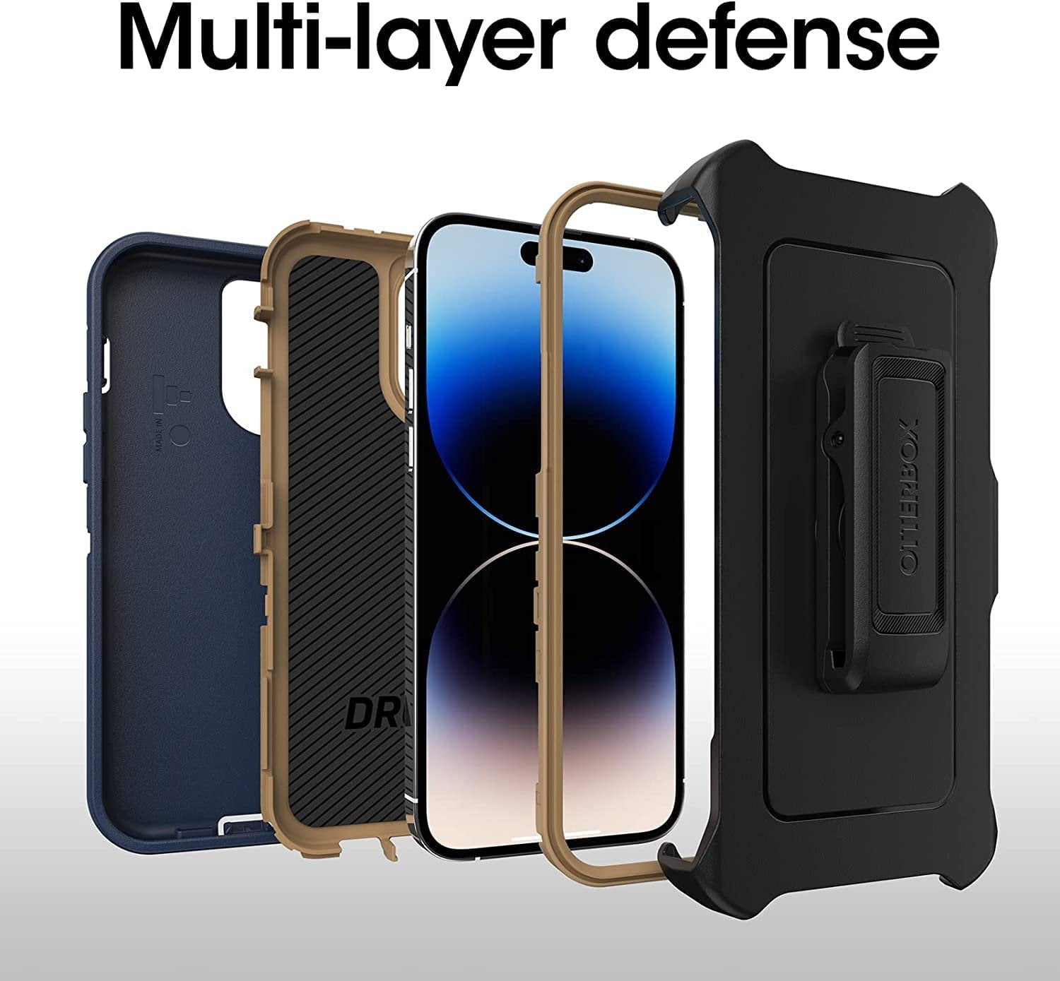 OtterBox Defender Series Screenless Edition Case for iPhone 14 Pro Max Only - Holster Clip Included - Non-Retail Packaging - Blue Suede Shoes