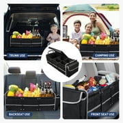 Cshidworld Car Trunk Storage Organizer, 4 in 1 Multi Compartment Collapsible Trunk Storage Box with Leakproof Insulated Cooler Bag for Car Truck SUV