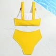 thumbnail image 2 of Homenesgenics Girls' Swimwear Teen Swimsuits Girl's Solid Color Split Bikini High Waist Bathing Suit 8-14 Years Yellow 12Y, 2 of 6