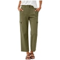 thumbnail image 2 of Hilenly Cargo Hiking Pants Women High Waisted Travel Work Pants Ankle Length Straight Leg Chino Pants with Pockets, 2 of 9