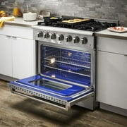 Thor Kitchen 36 Inch Professional 6 Burner Gas Range Oven, Stainless Steel