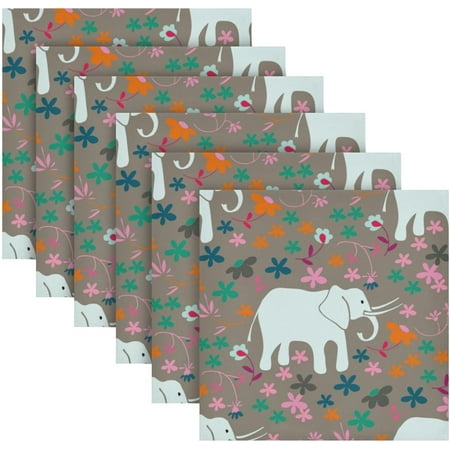 

BESTKITTY Elephants and Flowers Cloth Napkins Set of 6 Soft Dinner Napkins 20 x 20 in Washable Reusable Square Table Napkins for Home Christmas Holiday Party Wedding