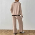 thumbnail image 7 of 2 Piece Sweater Sets for Women Long Sleeve Collared Tops Wide Leg Pants Knit Fall Lounge Matching Set, L, 7 of 7