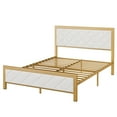 thumbnail image 5 of Homhougo Queen Bed Frame with Velvet Upholstered Headboard Gold Metal Platform Bed Frame with Button Tufted Headboard Mattress Foundation with Heavy Duty Metal Slats,No Box Spring Needed,Gold/White, 5 of 7