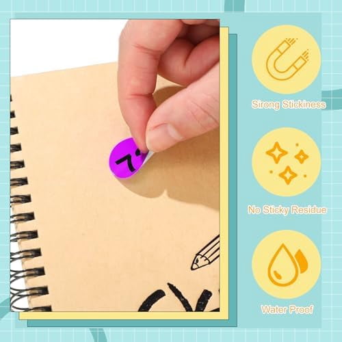 Clabby 700 Pcs Consecutive Number Stickers 1-100 Round Colored Labels 1 Inch Self Adhesive Vinyl Number Decals for Office, Inventory, Storage, Bins(Purple)