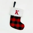 thumbnail image 1 of Fridja 8 Inches Mini Initial Monogram Embroidered Christmas Stocking Knitted Christmas Decorations Stocking Red, White, Black Knit Cute Christmas Stockings for Fireplace, Christmas Tree-K, 1 of 1
