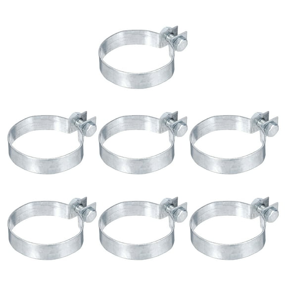 Uxcell 7 Pack Brace Bands Chain Link Fence, Galvanized Steel Tension Bands with Bolts & Nuts for 2-23/64" Chain Link Post, Pipe, Gate, Fences Panels, Silver (3.35" L x 0.59" W)