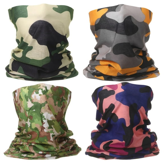 4pcs Summer Cooling Neck Gaiter Sun Protection Face Mask Fishing Neck Gaiter Sunscreen Breathable Bandana for Men Women, Camo G