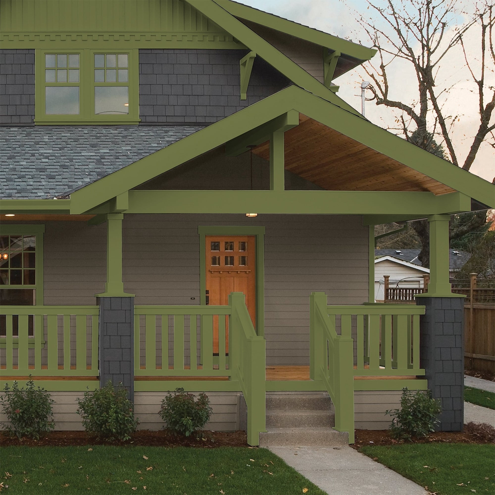 Glidden HEP Oakmoss / Green Semi-Gloss Exterior Paint with Primer, 1 Gallon