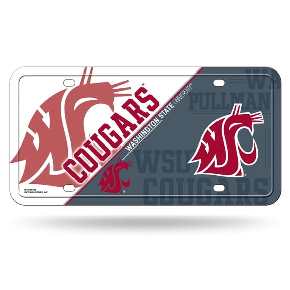 Washington-St-Cougar's Multi-Color Standard 12x6 Metal License Plate Auto Tag