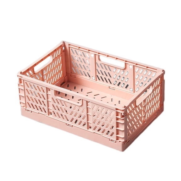 Btomtd Desktop Folding Storage Basket for Snacks and Stationery, Cosmetics and Miscellaneous Organizer Basket, Versatile Fruit and Vegetable Storage Basket, Pink
