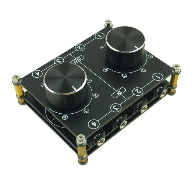 Caja De Interruptor De Audio De 4 Entradas, 4 Salidas, 3,5Mm, Conmutador Auxiliar, Selector De Audio Estéreo, Enrutador De Línea, Combinador Divisor Para Audio En Casa